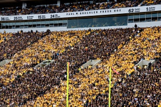 It was the annual "Spirit Day" at Kinnick, which alos coincided with Homecoming.  Seeing Kinnick in stripes is always awe-inspiring.